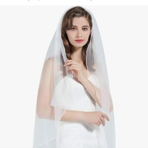 White knee length veil